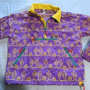 Mens Vtg Sierra Designs 1/4 Zip Cactus Print Retro Windbreaker Jacket Sz L